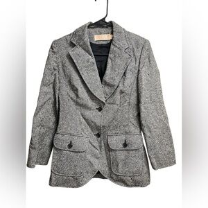 VTG Pendleton Wool Grey White Black Marled Structured Two-Button Blazer SZ S